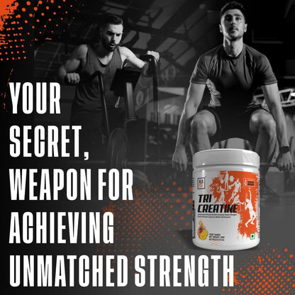 Tri Creatine Powder I Muscle Growth Supplement I 200 Gm I 40 Servings I Boosts Athletic Performance I Fiery Mango Flavour