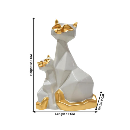 Cat Couple Showpiece Statue for Good Luck, Home Decoration Items for Living Room, Cat for Office Desk Good Luck Vastu Fengshui Ceramic Items, Centre Table Decor, Valentine's Day Gift