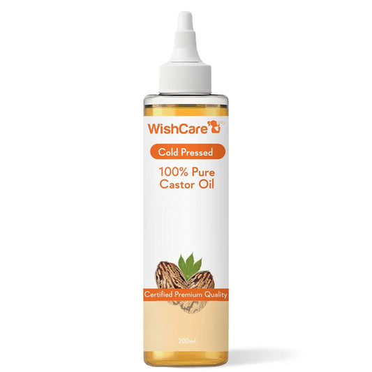 WishCare 100% Pure Castor Oil bottle on a white background