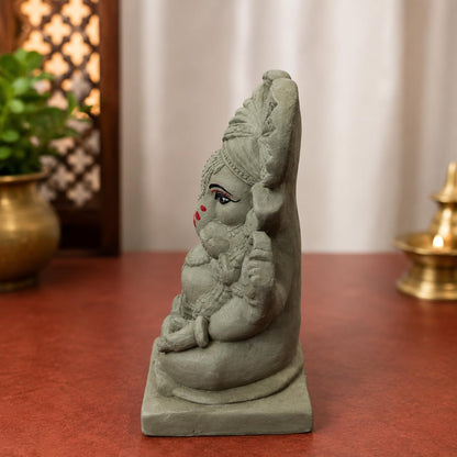 KSI 5.2 Inch Handmade Clay Ganesh Idol for Ganesh Chaturthi | Eco-Friendly Mitti Ganpati Murti | Traditional Pagdi Ganesha Idol for Home Decoration & Visarjan