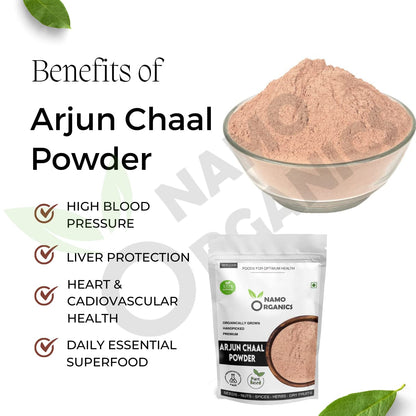 Namo Organics - Organic Arjun ki Chaal Powder - 500g - Terminalia Arjuna - Double Filtered 100% Arjun Bark Fine Powder (500g)