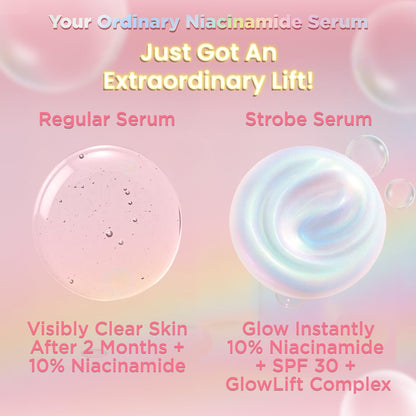 FACES CANADA Strobe Serum Mini - 15ml | Brightening Serum + Strobe Cream + SPF 30 Sunscreen | 10% Niacinamide | Removes Dark Spots & Hyperpigmentation | GlowLift Complex | Instant Glow