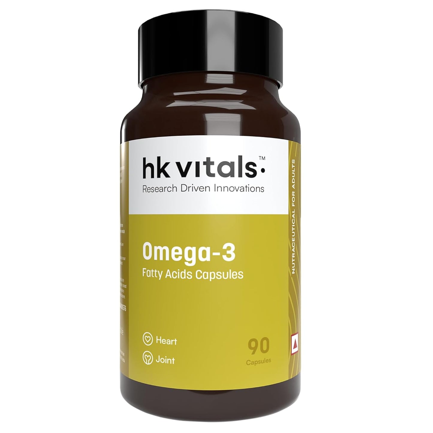 Hk vitals Omega 3 (90 Fish Oil Capsules) | 1000mg Omega 3 with 180mg EPA & 120mg DHA | For Brain, Heart, Eyes, and Joints Health
