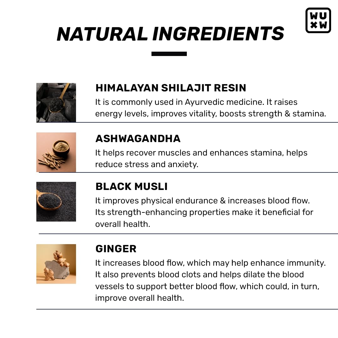What's Up Wellness Shilajit/Shilajeet Gummies | 200 Mg Resin With Ashwagandha, Black Musli | Improves Strength, Stamina And Overall Immunity| No Added Sugar| Shilajit for Men & Women | 30 Gummies