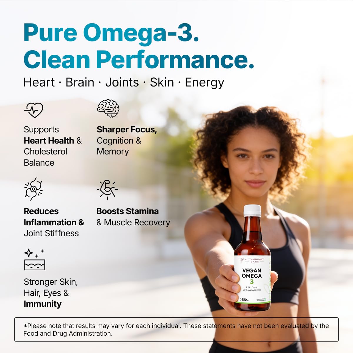 Autoimmunity Care Vegan Omega 3 Oil – Algal Oil Omega-3 with EPA DHA & Astaxanthin | Veg Omega3 Supplement for Heart, Brain, Eyes, Skin & Joints | Better than Fish Oil Omega3 | High EPA DHA | 25 Servings