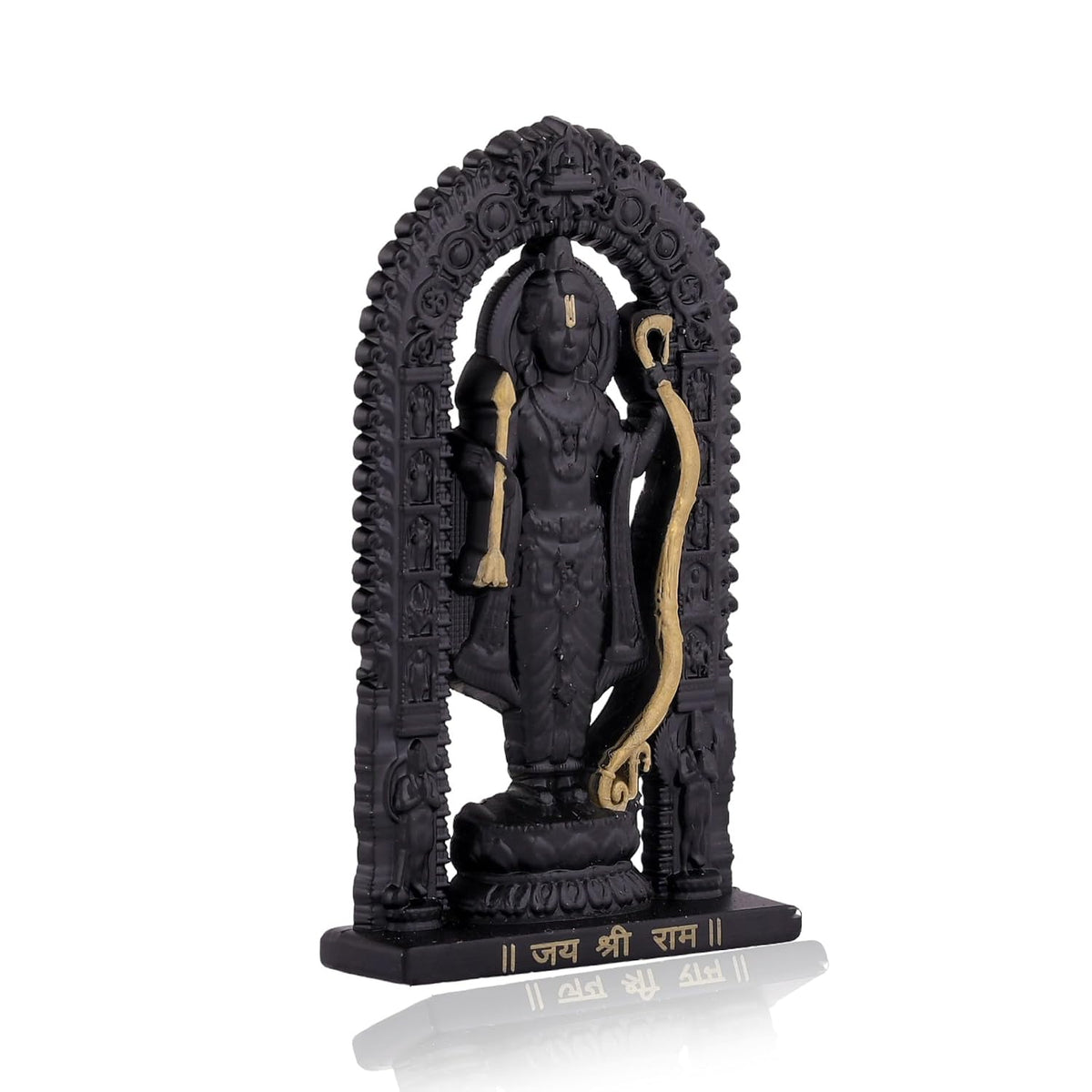 Metal Small Ram Lalla Idol Murti Ayodhya for Car Dashboard Home Decor,Home Temple Mandir Pooja, Gift, Car Dashboard (Black Height - 2.7 Inch)