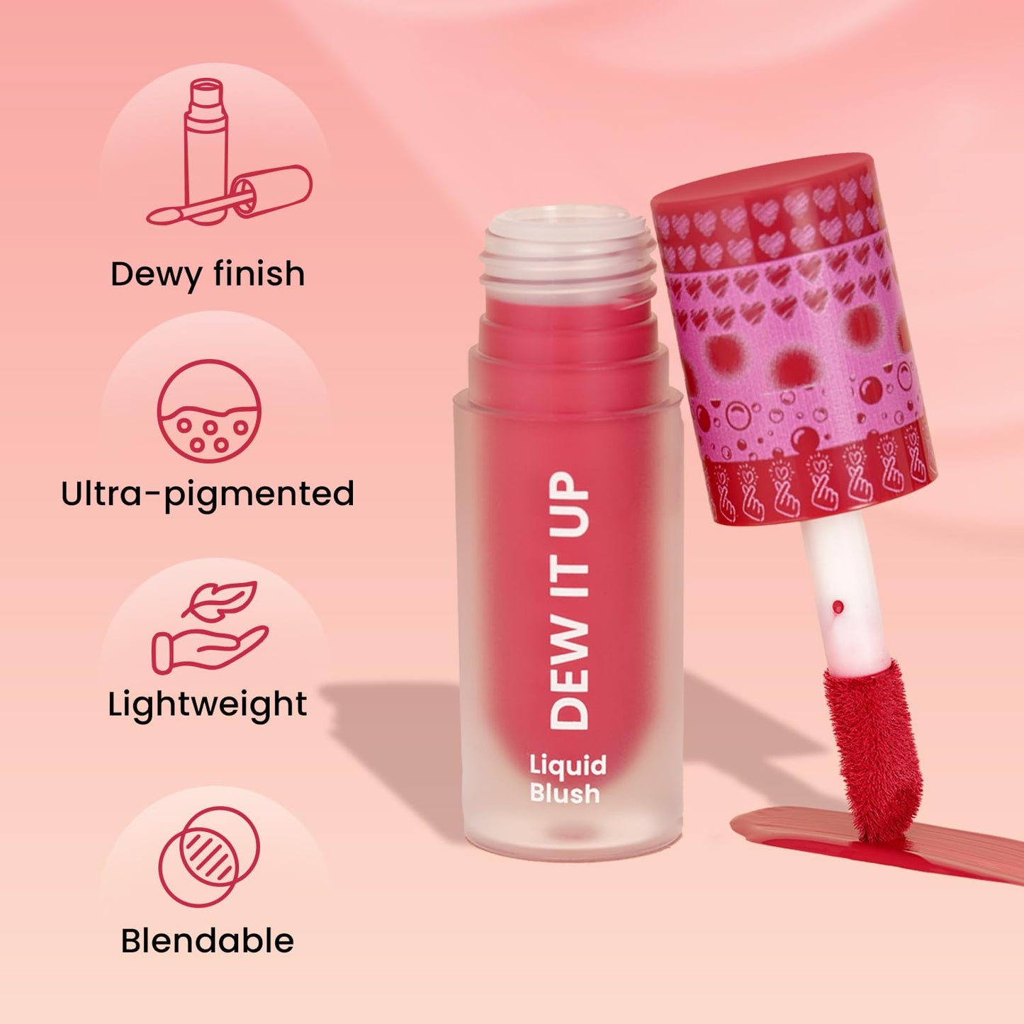 Swiss Beauty Dew It Up Liquid Blush | Dewy Finish| High Colour Payoff | Hydrating | With Vitamin E & C | Shade- 1. Peach Fuzz, 4ml