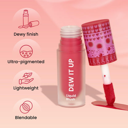 Swiss Beauty Dew It Up Liquid Blush | Dewy Finish| High Colour Payoff | Hydrating | With Vitamin E & C | Shade- 1. Peach Fuzz, 4ml
