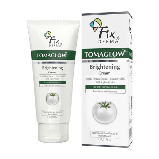 FIXDERMA Tomaglow Brightening Face Cream With White Tomato Extract, Excutin 4MSK With 2% Alpha Arbutin 4% Niacinamide, Lightens Dark Spots & Instantly Illuminates Skin, Face Cream For Unisex - 50G