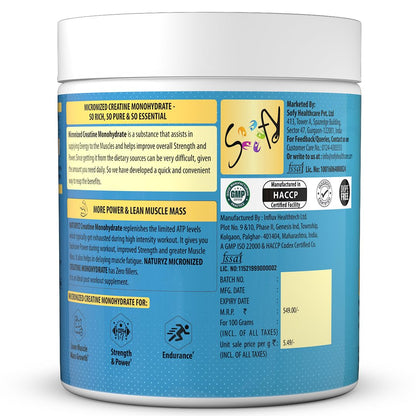 Supplement container with blue label and white lid on a white background