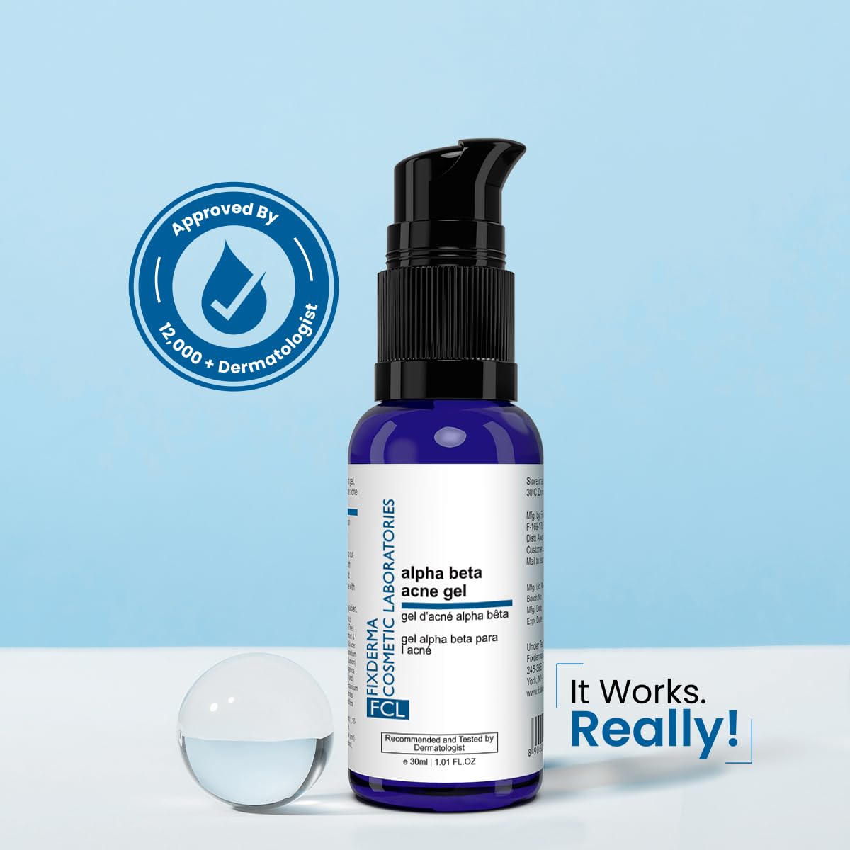 FCL Alpha Beta Acne Gel | Adapalene Gel 01 Acne Treatment | Glycolic Acid | Treats Open Pores Suitable For All Skin Types Paraben Free- 30ml
