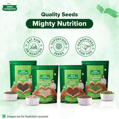 Tata Sampann Pumpkin Seeds, 200g, Rich in Protein, Dietary Fibre, Magnesium & Phosphorus, Raw & Unroasted Pumpkin Seeds, Source of Iron & Zinc, Handpicked Seeds, Resealable Pack