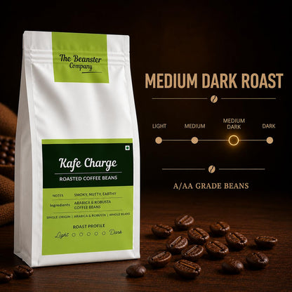 Beanster Kafe Charge Whole Roasted Coffee Beans, Medium Dark Roast