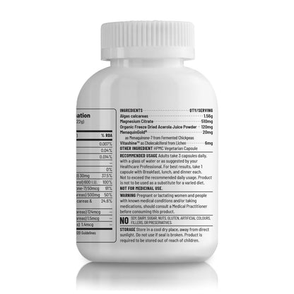 Zephivo Unived Caldveg | Wholefood Plant-Based Calcium, Magnesium & 73 Trace Minerals, Vit D3 (Lichen), Vit K2-7 (Menaquingold) | Complete Supplement For Bone Health & Healthy Ageing, Capsule
