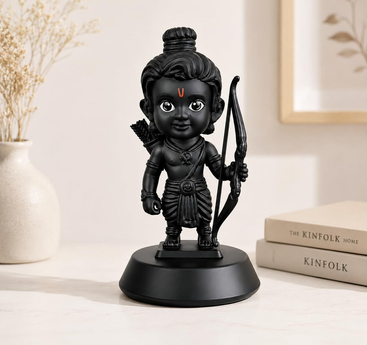 B.R STORE Ayodhya Lord Shree Ram Lalla Ji Idol | Dhanush Teer Kaman Figurine for Car Dashboard, Home & Office Decor | Divine God Statue for Puja & Gifting Family, Friends & Kids (Black)