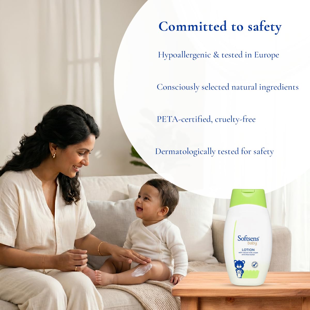 Softsens Baby Nourishing Lotion with Milk Cream & Shea Butter For Face & Body, Moisturizer for Kids 200ML (Pack of 1)