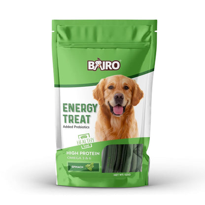 BAIRO Energy Treats, Spinach Flavour Fortified with Vitamins and Mineral Supplement for Adult Dogs of All Breeds,125 g