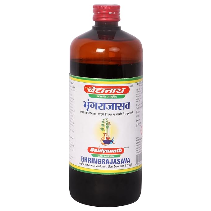 Baidyanath Bhringrajasava Syrup |Made with Natural Ayurvedic Ingredients for Hair, Liver, Cough Health and Blood Purifer | 450 Ml