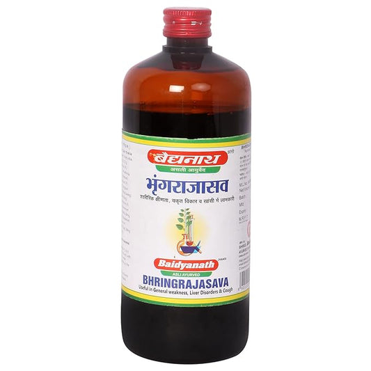 Baidyanath Bhringrajasava Syrup |Made with Natural Ayurvedic Ingredients for Hair, Liver, Cough Health and Blood Purifer | 450 Ml