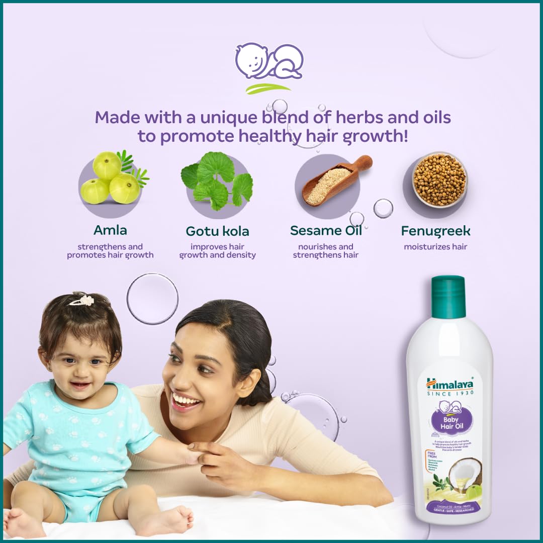 Himalaya Baby Hair Oil with Amla, Sesame & Coconut oil – 200ml | No.1 Doctor Prescribed