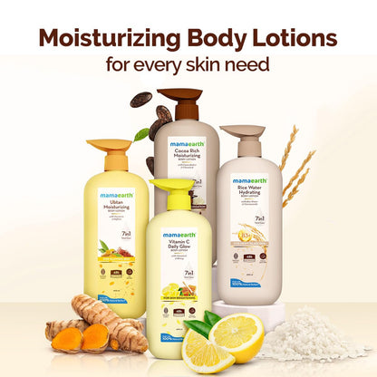 Mamaearth Vitamin C Daily Glow Body Lotion For Skin Brightening with Vitamin C & Honey 400ml|Nourishes Dry Skin|48 H Moisturization| 100% Natural Butter | Non-Greasy Smooth Skin | For All Skin Types