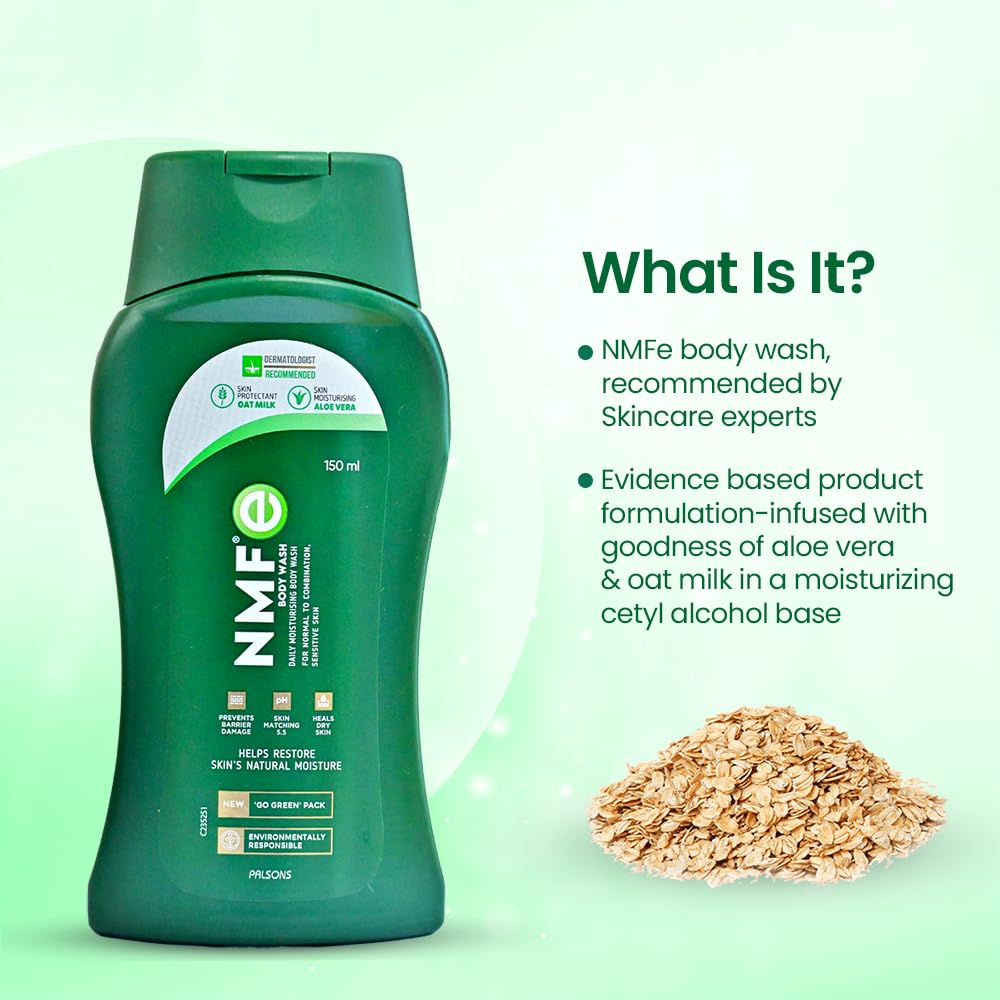 NMFe Moisturising Body Wash 150 ml with Aloe vera and Oat milk | for Regular or Daily Bathing | Skin Matching pH 5.5 | Restores skin moisture to maintain skin health and prevent dry skin