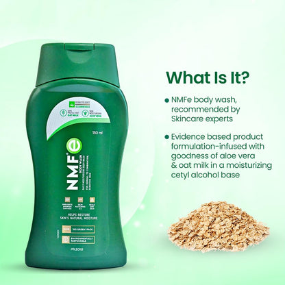 NMFe Moisturising Body Wash 150 ml with Aloe vera and Oat milk | for Regular or Daily Bathing | Skin Matching pH 5.5 | Restores skin moisture to maintain skin health and prevent dry skin