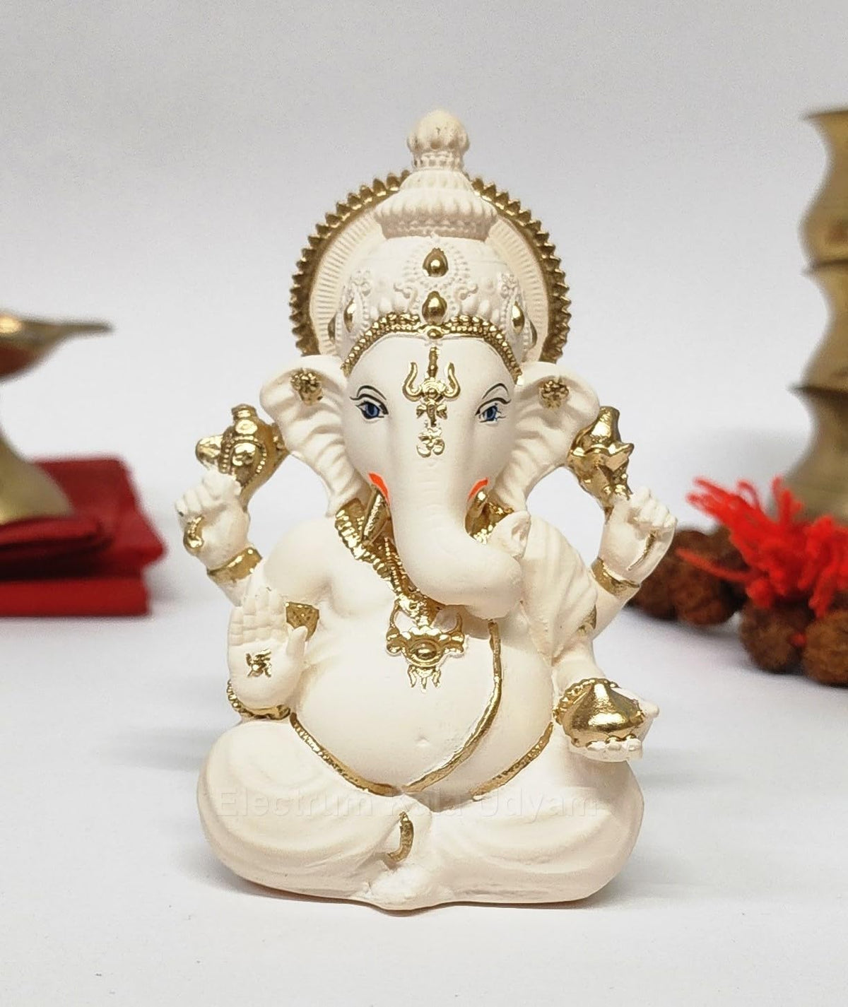 Peach Ivory Terracotta Vinayagar Ganesha Idol Perfect for Car Dashboard, Office Desk, Home Decor, and Gifting | (PEACHTERRVINAYAGAR 4")