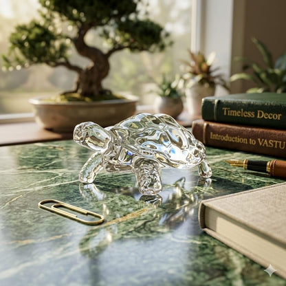 SAUDEEP INDIA Feng Shui Crystal Tortise for Good Luck | Turtle for Vastu Home Decor | Kachua Idol & Figurine for Office Table and Desk Decor(Only Turtle)