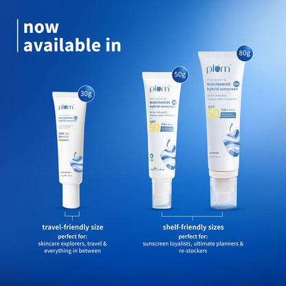 Plum 2% Niacinamide Sunscreen & Rice Water SPF 50 PA++++ Sunscreen In-vivo & in-vitro tested | non-comedogenic | 4-hr water resistant | 30g
