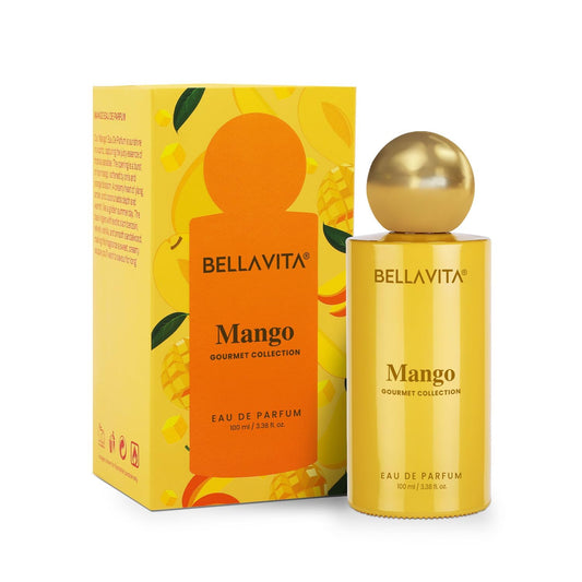 Bellavita Mango Eau de Parfum bottle and packaging on a white background
