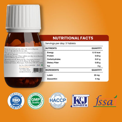 ZEROHARM Holo Eyeris | With Lutein, Zeaxanthin Eye Supplement | Supports Healthy Vision, Helps Reduce Digital Eye Strain & Fatigue from High Screen Time for Men, Women & Students - 90 Tablets