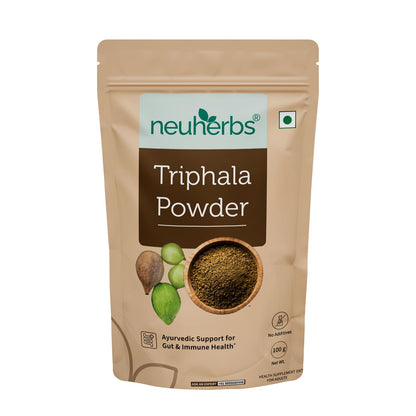 Neuherbs Organic Triphala Powder - 100 GM | Triphala Churna For Gut, Immune & Intestinal Health | Helps Relieve Constipation | Herbal Supplement | Quick Acidity & Gas Relief | Certified Organic