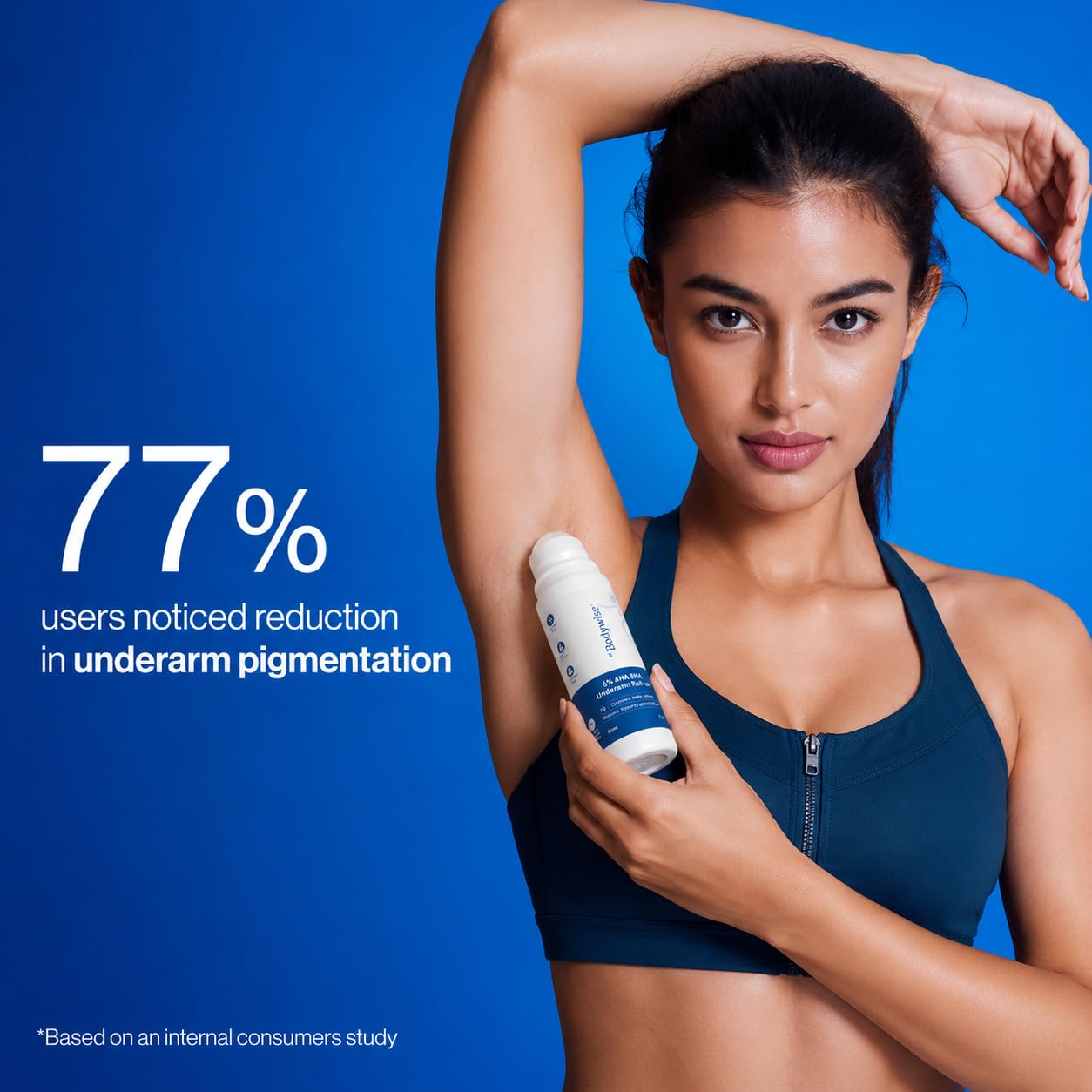 Be Bodywise 6% AHA BHA Underarm Roll On 75ml | 4% Lactic Acid, 1% Mandelic Acid, 1% Salicylic Acid | Controls Odour & Reduces Pigmentation for even tone skin | 0% Alcohol & 0% Aluminium | Aqua Fragrance