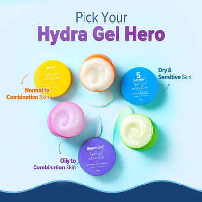 Aqualogica Illuminate + Hydra Gel Moisturizer with Wild Berries & Alpha Arbutin-100g|24 Hour Intense Hydration|Water-Like Gel Texture|Non-Sticky & Quick Absorbing for Luminous Skin