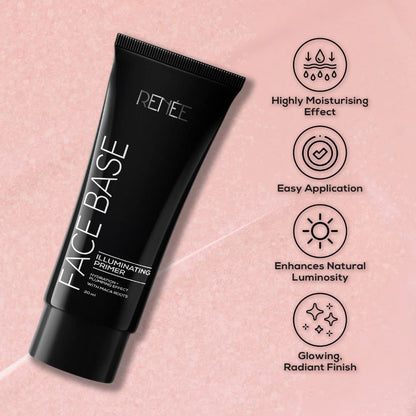 RENEE Face Base Illuminating Primer 20ml| Long Lasting & Highly Moisturizing Formula| Easy to Blend| Enriched with Maca Root| For All Skin Types