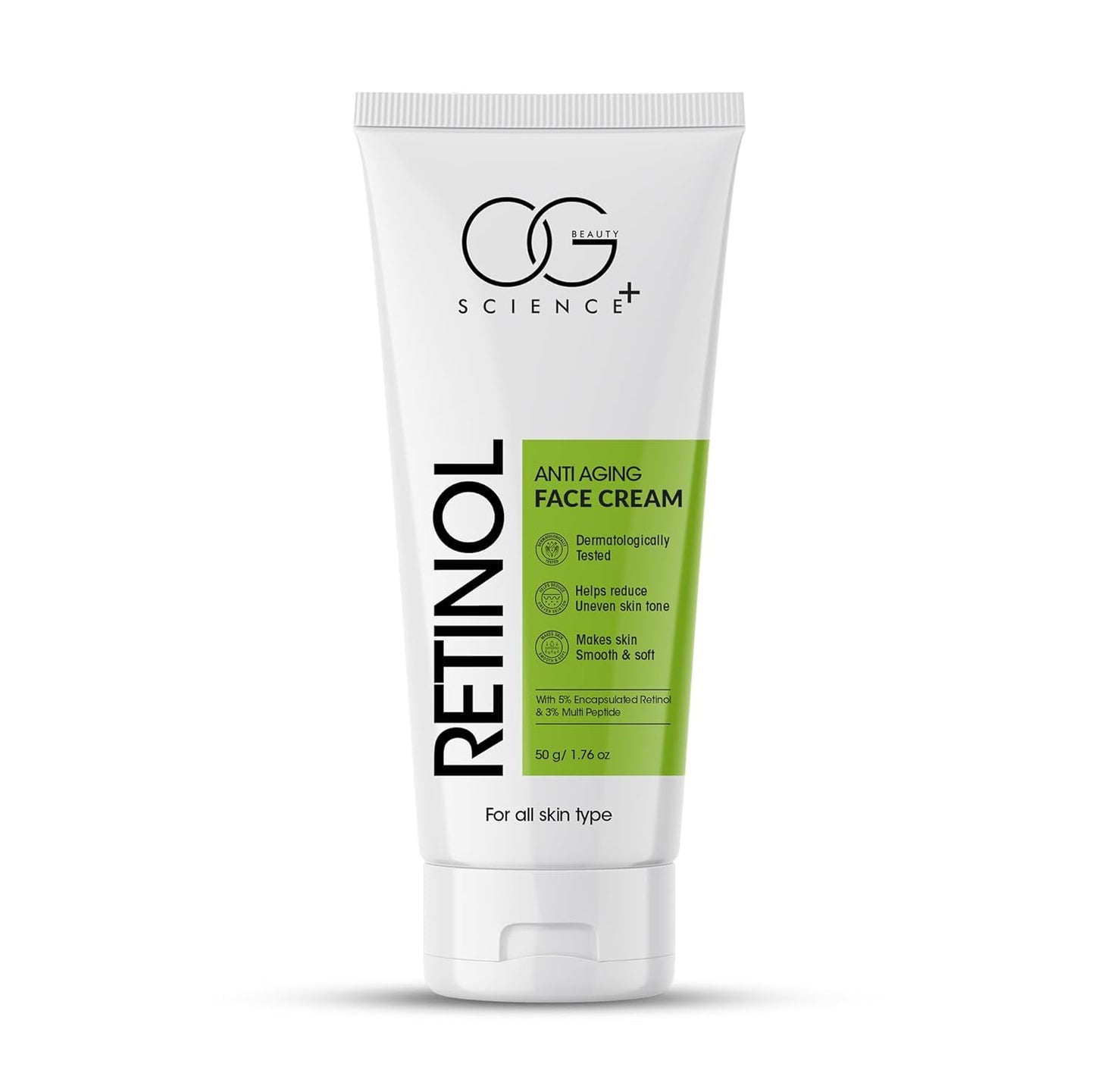 Tube of OG Science Retinol Anti-Aging Face Cream on a white background