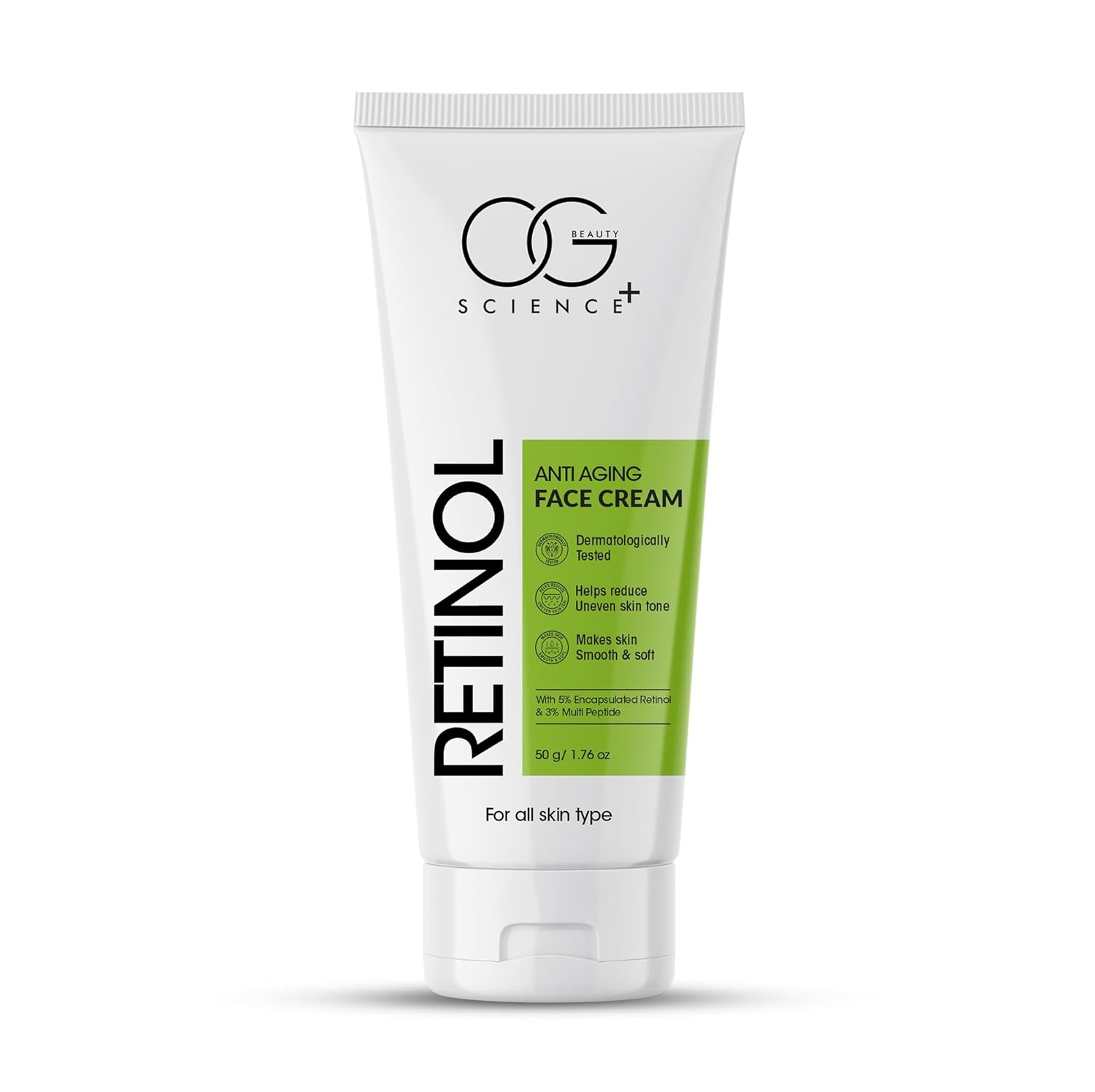 Tube of OG Science Retinol Anti-Aging Face Cream on a white background