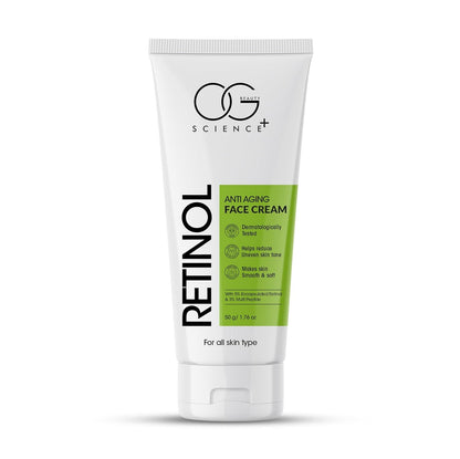 Tube of OG Science Retinol Anti-Aging Face Cream on a white background