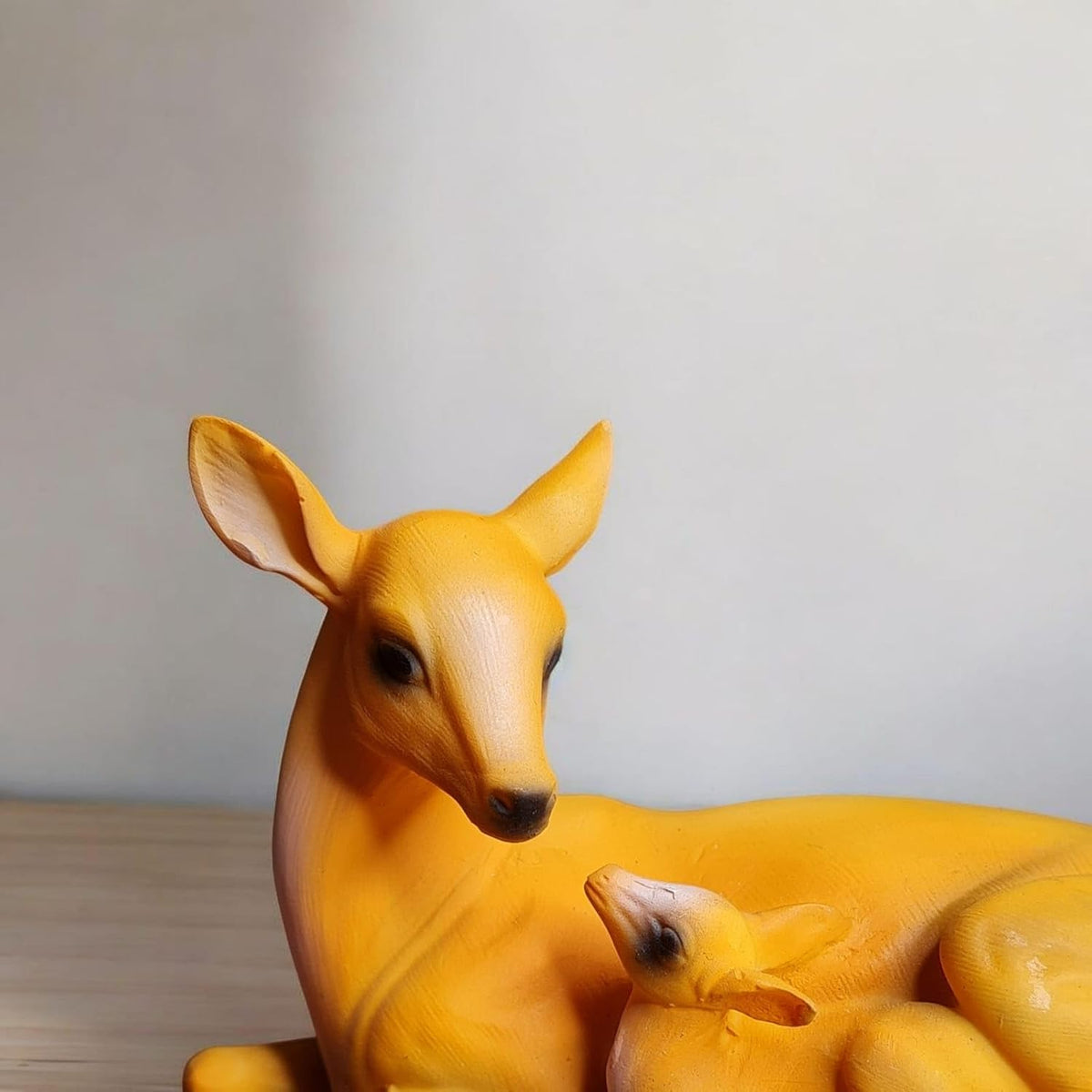 Fiber Resin Miniature Deer with Baby Idol for Home Decor | Decorative Animal Showpiece | Modern Art for Living Room Table Shelf Office Item for Any Occasion| 10x5x8 cm (Regular Quality)