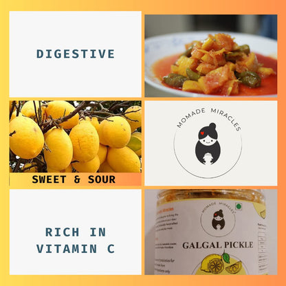 Momade Miracles Galgal Green Chilli Mixed Pickle| Oil-Free Galgal Ka Achaar with Spicy Green Chilies | Tangy, Salty, and Sour Himalayan Lemon Pickle | Made with Fresh Hill Lemons | Traditional Indian Flavor (400gm)