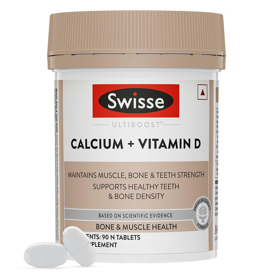 Zephivo Swisse Calcium + Vitamin D - Supports Stronger Bones, Immunity & Muscle Health, Manufactured In Australia - Pack of 90 Tablets (1 Tablet Per Serving)