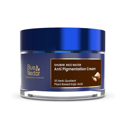 Blue Nectar 2% Kojic Acid Face Cream for Pigmentation | Mushroom & Rice Water Moisturizer for Reducing Pigmentation & Improving Skin Tone | Face Cream for Women (18 Herbs, 50 g)