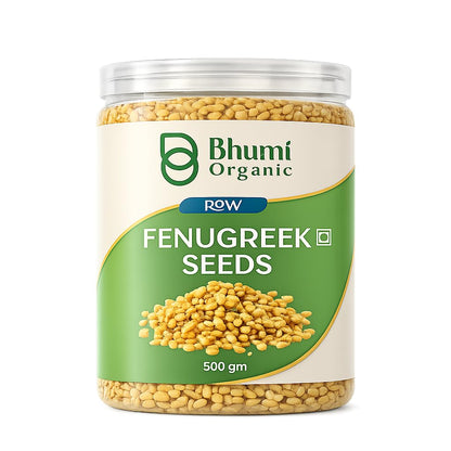 Bhumi Organic Fenugreek Seeds (Methi Dana) – Whole, 500g | Jaivik Bharat Certified, For Hair Growth, Diabetes & Digestion, No Preservatives