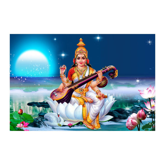 Krishna Arjun Rathe Vinyl Wall Poster | Shri Krishna and Arjun on Rath Poster Sparkle Coated Self Adhesive (Without Frame) (18 x 24 inch)