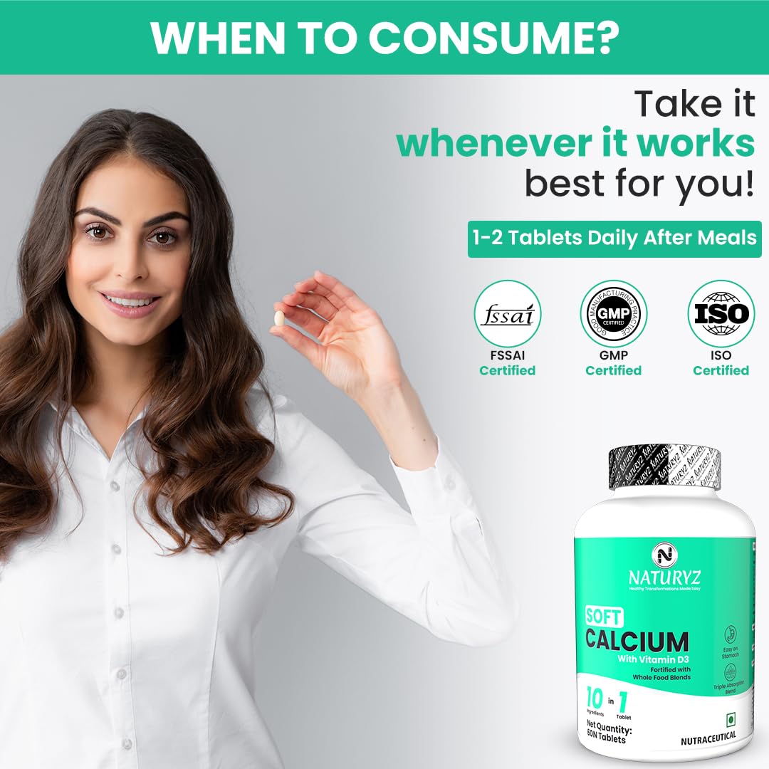 Woman holding a supplement bottle with certification logos and text on a gray background