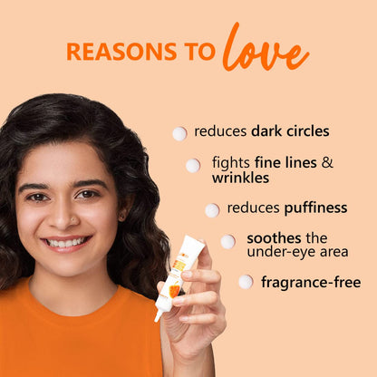 Plum 3% Vitamin C 3% Peptide & 3% Caffeine Eye Cream with Mandarin | Reduces Puffiness & Dark Circles | Improves Firmness & Elasticity| Reduces Fine Lines | Fragrance-Free | 100% Vegan