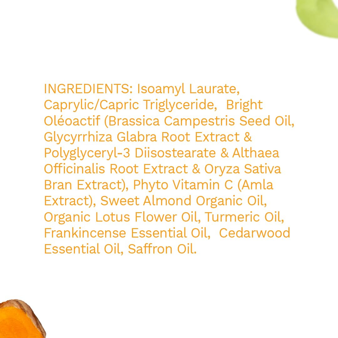 OZiva Inner Glo Skin Brightening Face Serum, Skin Brightening Serum For Even Tone & Increased Radiance With Phyto Vitamin C, Rosehip Oil & Saffron, Face Serum For All Skin Types, 30ml
