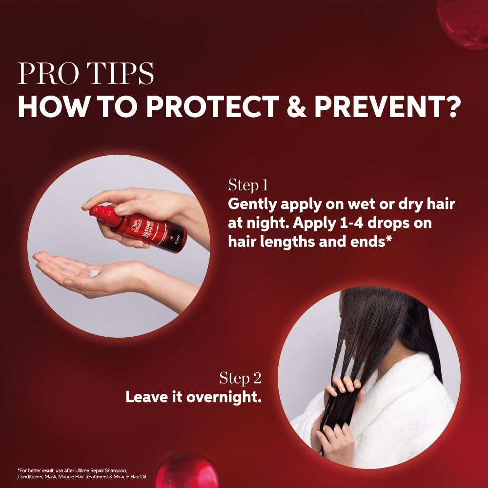 Hair care product instructions with steps on applying and leaving it overnight.