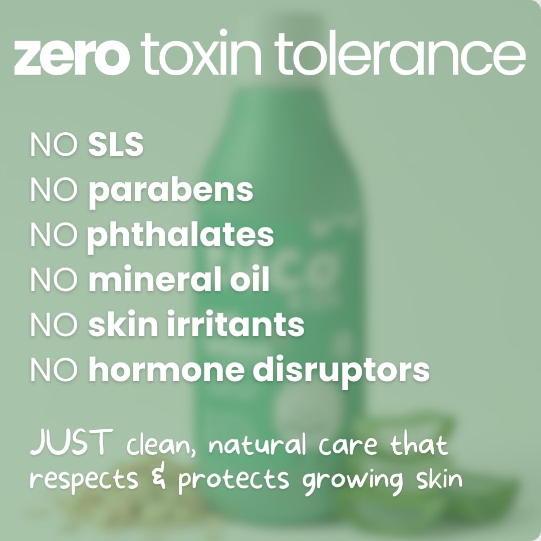 Product with 'zero toxin tolerance' text highlighting ingredients not used, on a light green background.